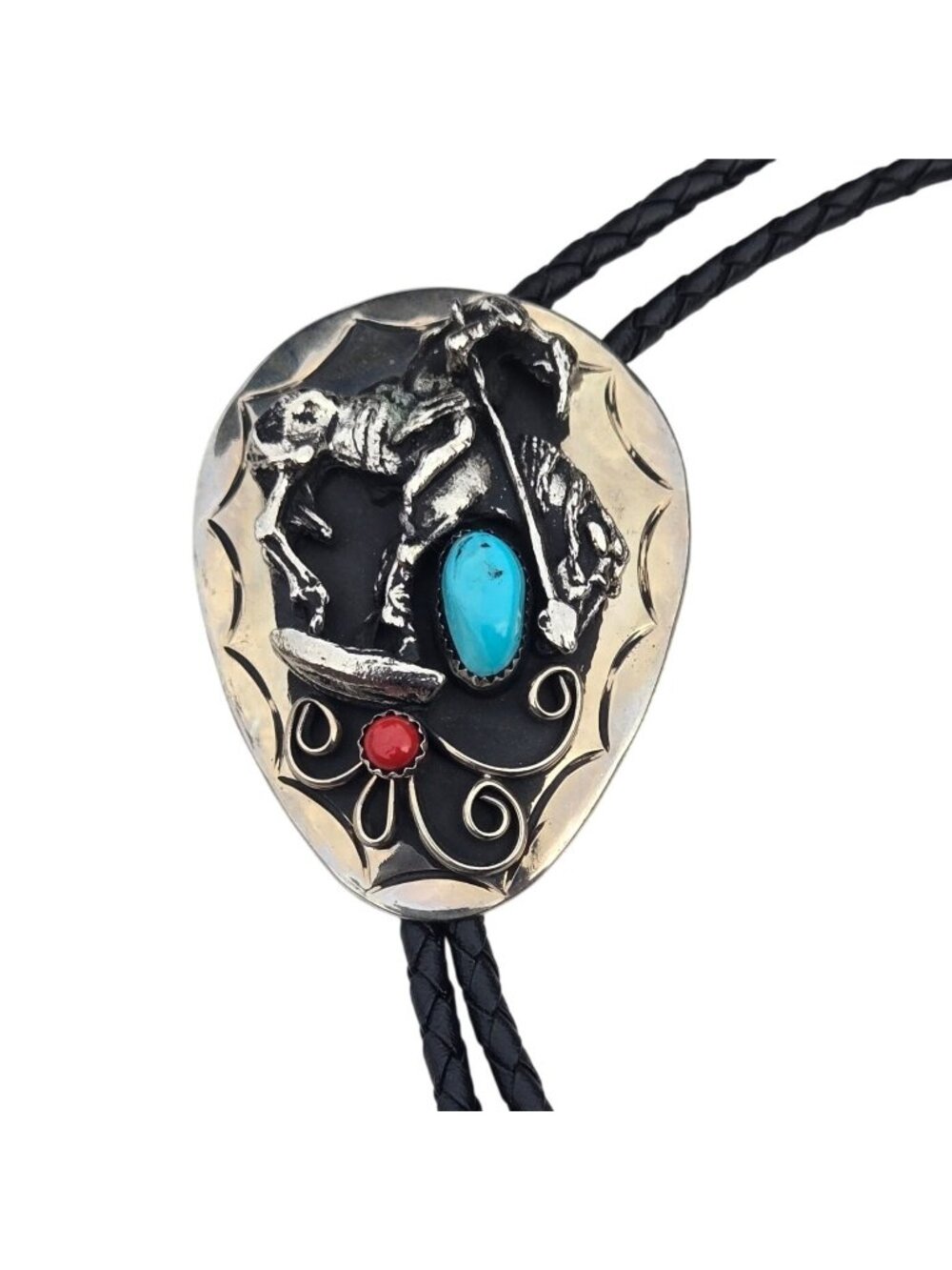 End Of the Trail Bolo Tie Vintage Western Wear Cowboy Horse Native American